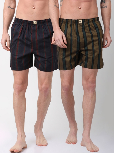 

Urban Dog Mens Pack of 2 Printed Boxers UDBX120_UDBX129, Brown