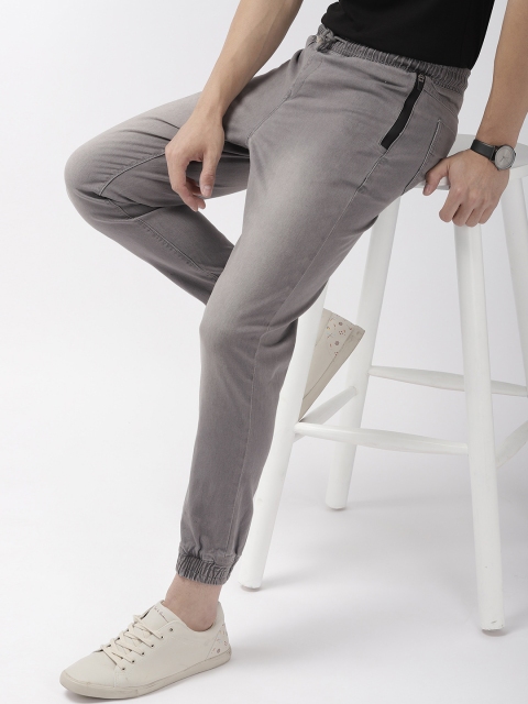 

Mast & Harbour Men Grey Jogger Mid-Rise Clean Look Stretchable Jeans