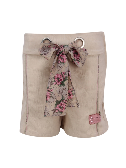 

CUTECUMBER Girls Beige Solid Regular Fit Shorts