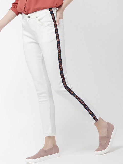 

Mast & Harbour Women White Skinny Fit Mid-Rise Clean Look Stretchable Jeans