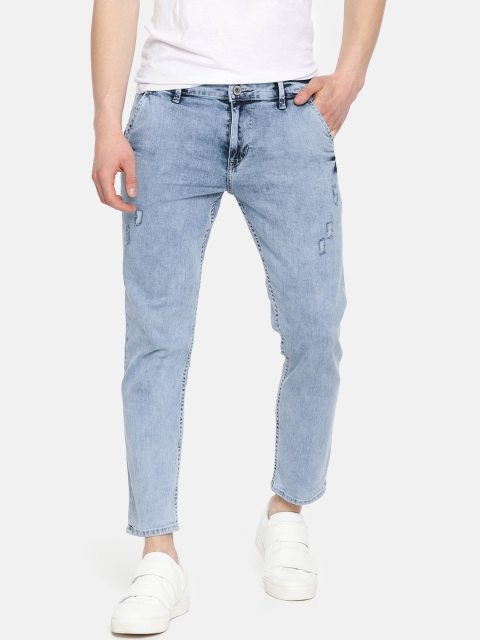 

Mast & Harbour Men Blue Slim Tapered Fit Mid-Rise Mildly Distressed Cropped Jeans