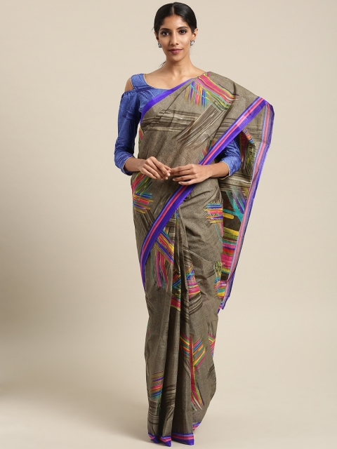 

Ishin Grey & Blue Printed Pure Cotton Saree