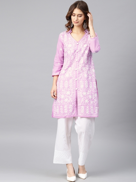

Saadgi Women Pink Embroidered Straight Kurta