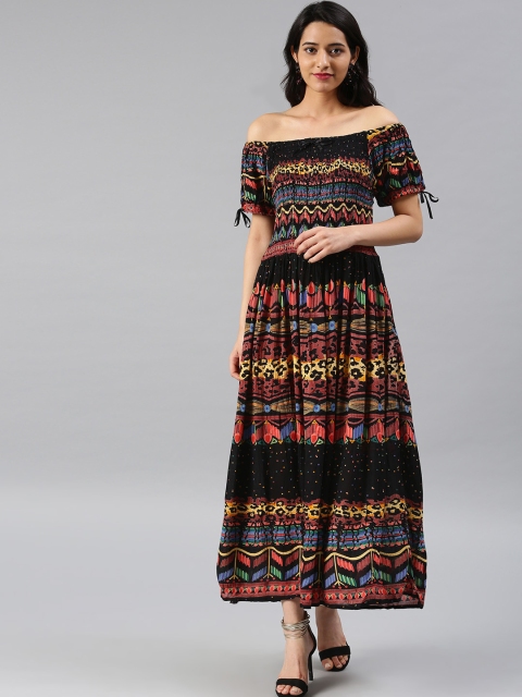

Saadgi Women Multicoloured Printed Maxi Dress, Multi
