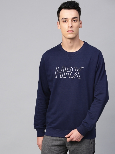 

HRX by Hrithik Roshan Men Navy Blue Lifestyle Round Neck Embroidered Sweatshirt