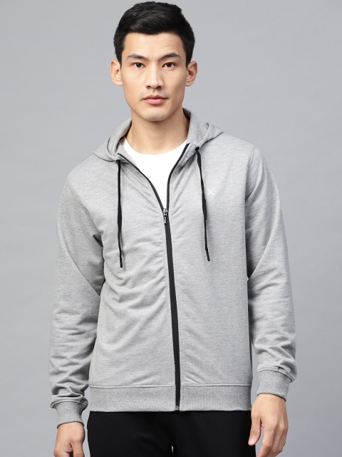 

HRX by Hrithik Roshan Men Grey Melange Solid Lifestyle Hooded Sweatshirt