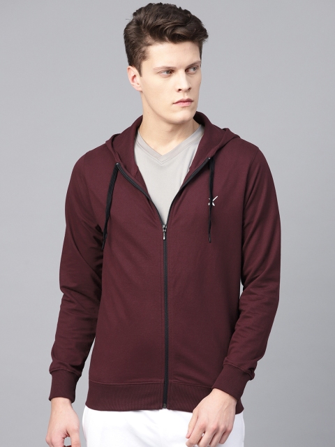 

HRX by Hrithik Roshan Men Burgundy Solid Hooded Lifestyle Sweatshirt