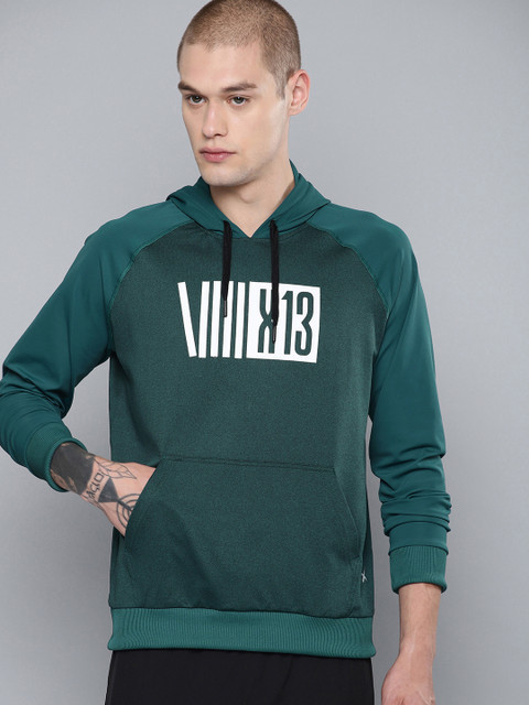 

HRX by Hrithik Roshan Men Green Printed Training Hooded Sweatshirt
