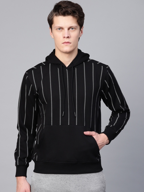 

HRX by Hrithik Roshan Men Black & White Lifestyle Hooded Allover Print Sweatshirt