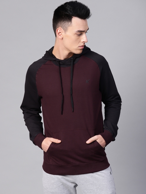 

HRX by Hrithik Roshan Men Burgundy Solid Lifestyle Hooded Sweatshirt
