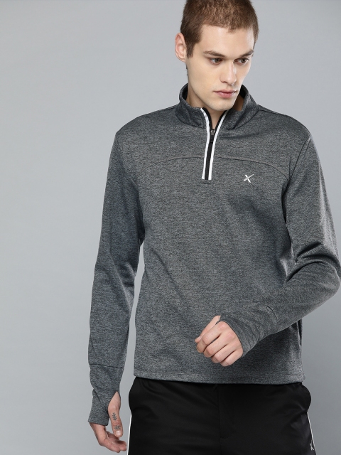 

HRX by Hrithik Roshan Men Grey Melange Solid Sweatshirt