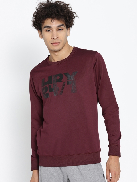 

HRX by Hrithik Roshan Men Burgundy Printed Training Rapid Dry Sweatshirt