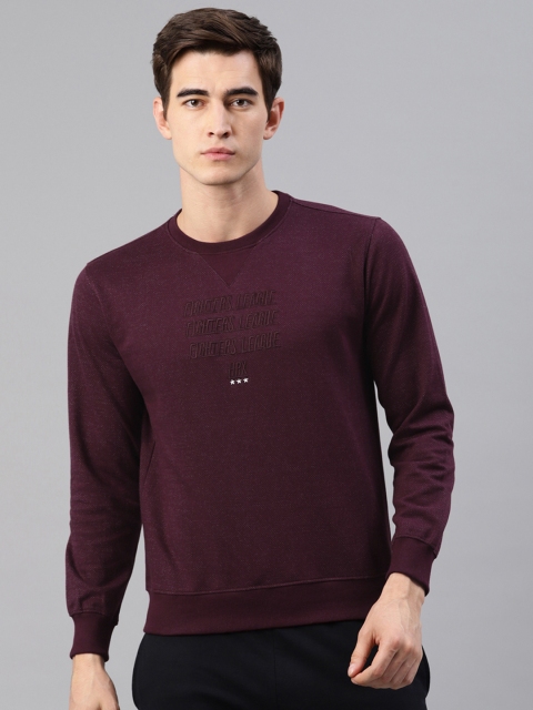 

HRX by Hrithik Roshan Men Burgundy Self Design Sweatshirt