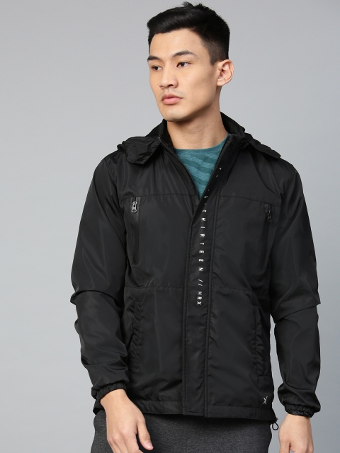 

HRX by Hrithik Roshan Men Black Solid Outdoor Hooded Sporty Jacket