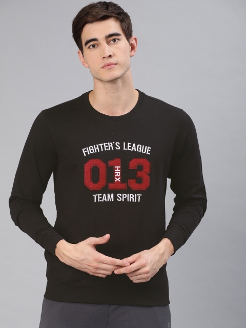 

HRX by Hrithik Roshan Men Black Lifestyle Round Neck AW19-M2 Embroidered Sweatshirt