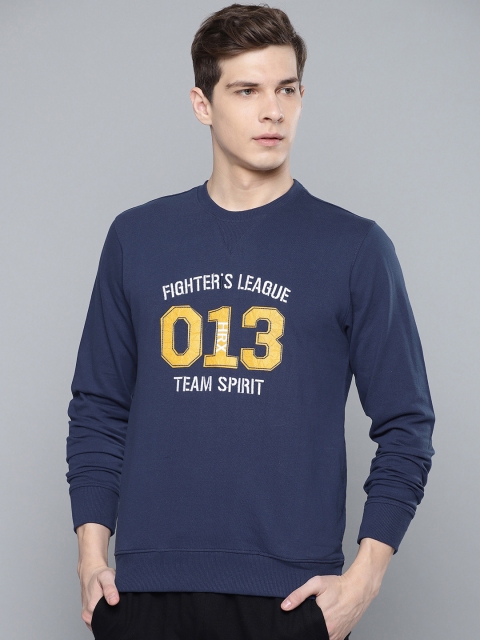 

HRX by Hrithik Roshan Men Lifestyle Navy Blue Embroidered Sweatshirt