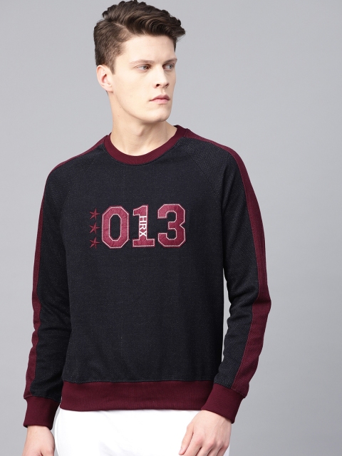 

HRX by Hrithik Roshan Men Navy Blue & Maroon Self-Design Lifestyle Sweatshirt
