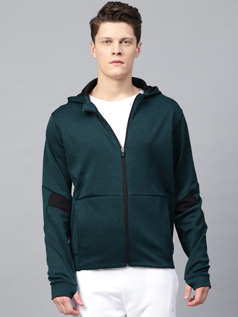 

HRX by Hrithik Roshan Men Teal Green Solid Training Rapid Dry Hooded Jacket