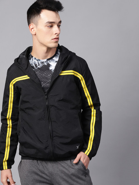 

HRX by Hrithik Roshan Men Black Solid Hooded Sporty Jacket