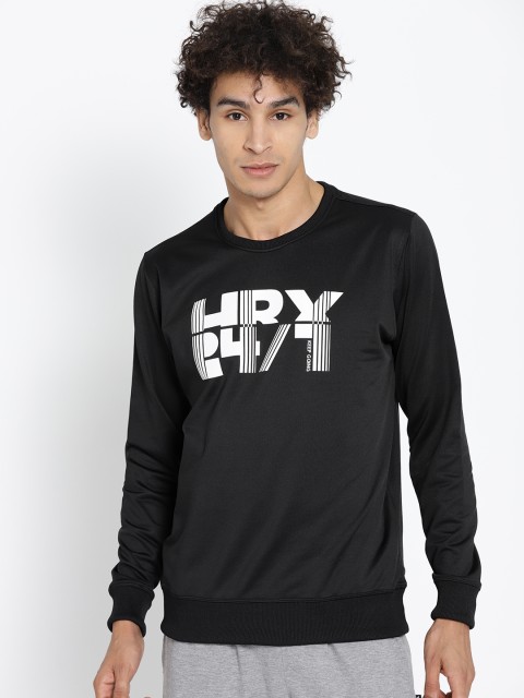 

HRX by Hrithik Roshan Men Black & White Printed Training Rapid Dry Sweatshirt