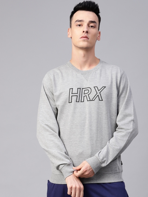 

HRX by Hrithik Roshan Men Grey Melange Printed Lifestyle Round Neck Sweatshirts