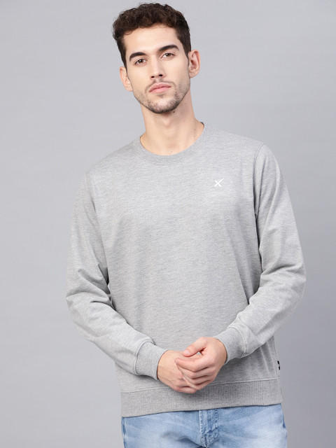 

HRX by Hrithik Roshan Men Grey Melange Lifestyle Solid Round Neck Sweatshirt