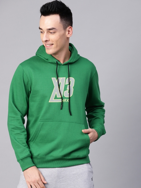 

HRX by Hrithik Roshan Men Green Lifestyle Hooded Printed Sweatshirt