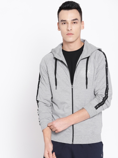 

HRX by Hrithik Roshan Men Grey Melange Solid Hooded Sweatshirt