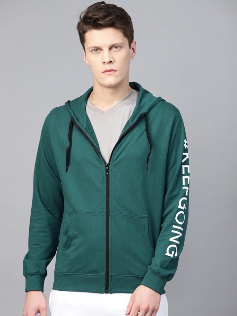 

HRX by Hrithik Roshan Men Green Printed Detail Hooded Lifestyle Sweatshirt