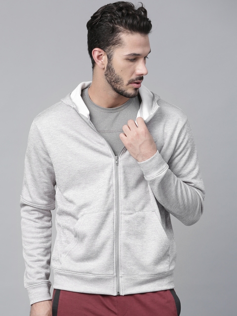 

HRX by Hrithik Roshan Men Grey Melange Solid Hooded Sweatshirt