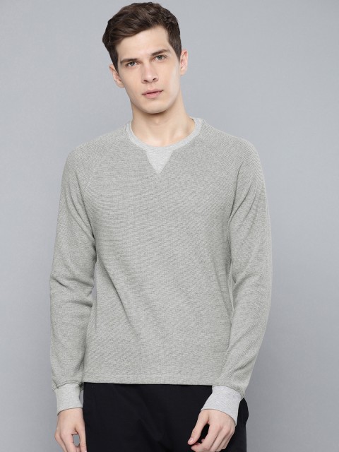 

HRX by Hrithik Roshan Grey Men Lifestyle Round Neck Logo at Bottom only Sweatshirt