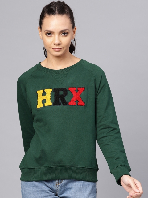 

HRX by Hrithik Roshan Women Green Applique Detail Sweatshirt