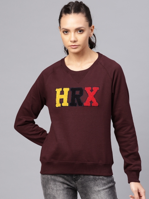 

HRX by Hrithik Roshan Women Burgundy Applique Detail Sweatshirt
