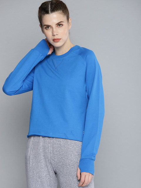 

HRX by Hrithik Roshan Women Blue Lifestyle Solid Sweatshirt