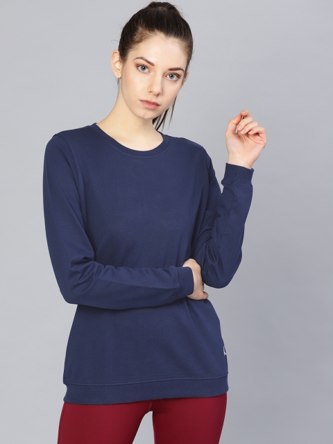 

HRX by Hrithik Roshan Women Navy Lifestyle Round Neck Solid Sweatshirt, Navy blue