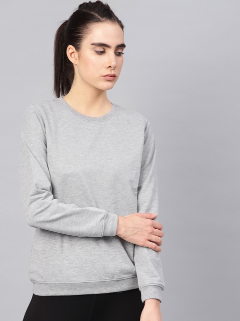 

HRX by Hrithik Roshan Women Grey Melange Solid Sweatshirt