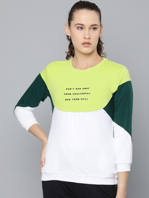 

HRX by Hrithik Roshan Women Lime Green & White Lifestyle Colourblocked Sweatshirt