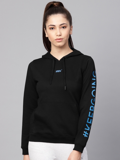 

HRX by Hrithik Roshan Women Navy Blue Lifestyle Solid Hooded Sweatshirt, Black