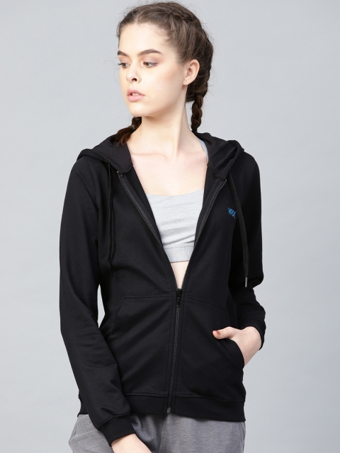 

HRX by Hrithik Roshan Women Black Lifestyle Hooded Solid Sweatshirt