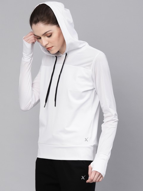 

HRX by Hrithik Roshan Women White solid Training Hooded RAPID-DRY Sweatshirt