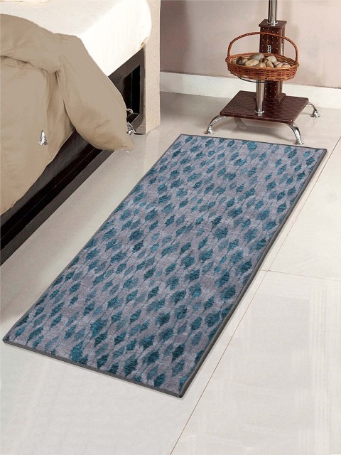 

RUGSMITH Teal Blue & Grey Premium Floral Pattern Runner