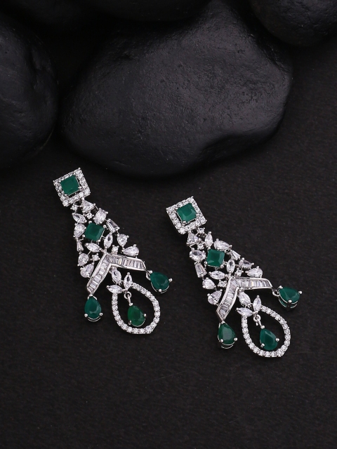 

Studio Voylla White & Green Contemporary Handcrafted Drop Earrings