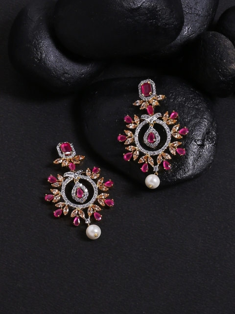 

Studio Voylla White & Pink Contemporary Handcrafted Drop Earrings