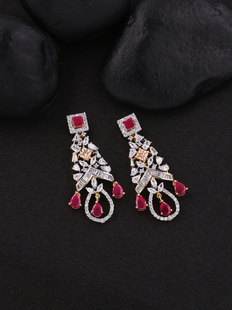 

Studio Voylla White & Red Contemporary Handcrafted Drop Earrings