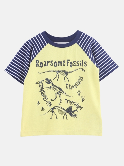 

Beebay Boys Yellow Printed Round Neck Pure Cotton T-shirt