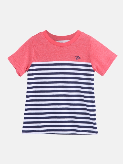 

Beebay Boys Navy Blue Striped Round Neck Pure Cotton T-shirt