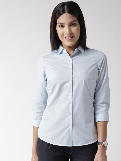 

Park Avenue Women Blue Solid Formal Shirt