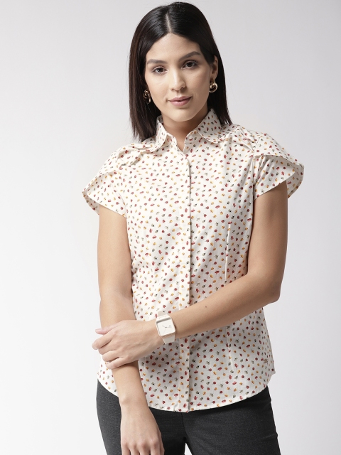 

Park Avenue Women Off-White Regular Fit Printed Casual Shirt