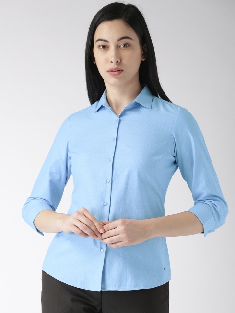

Park Avenue Women Blue Solid Formal Shirt