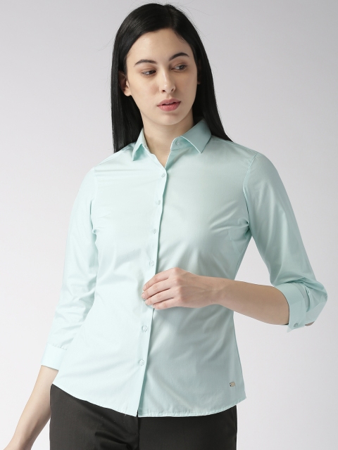 

Park Avenue Women Green Regular Fit Solid Formal Shirt